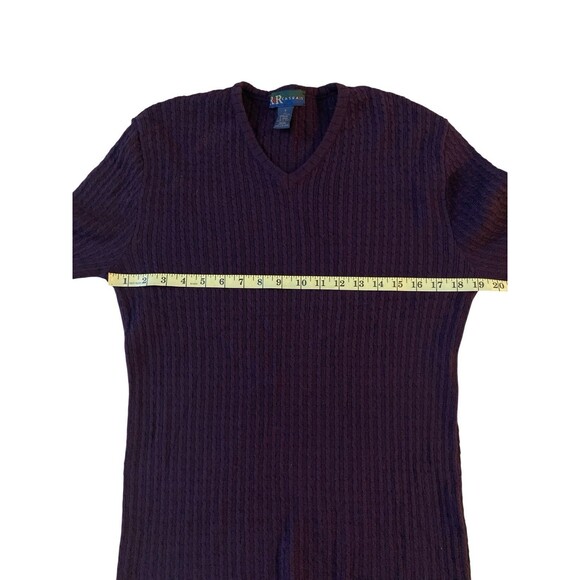 Vintage R&R Casuals Sweater L Purple Ribbed Knit 100% Merino Wool Made in Italy - Picture 6 of 6